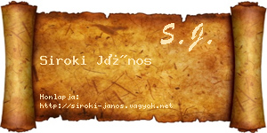 Siroki János névjegykártya