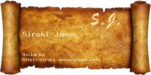 Siroki János névjegykártya